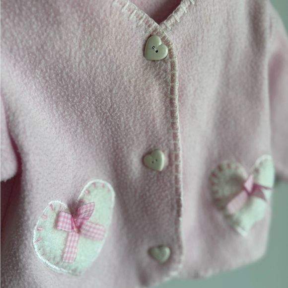 Vintage Baby Girl Fleece Heart Cardigan - Picture 2 of 5